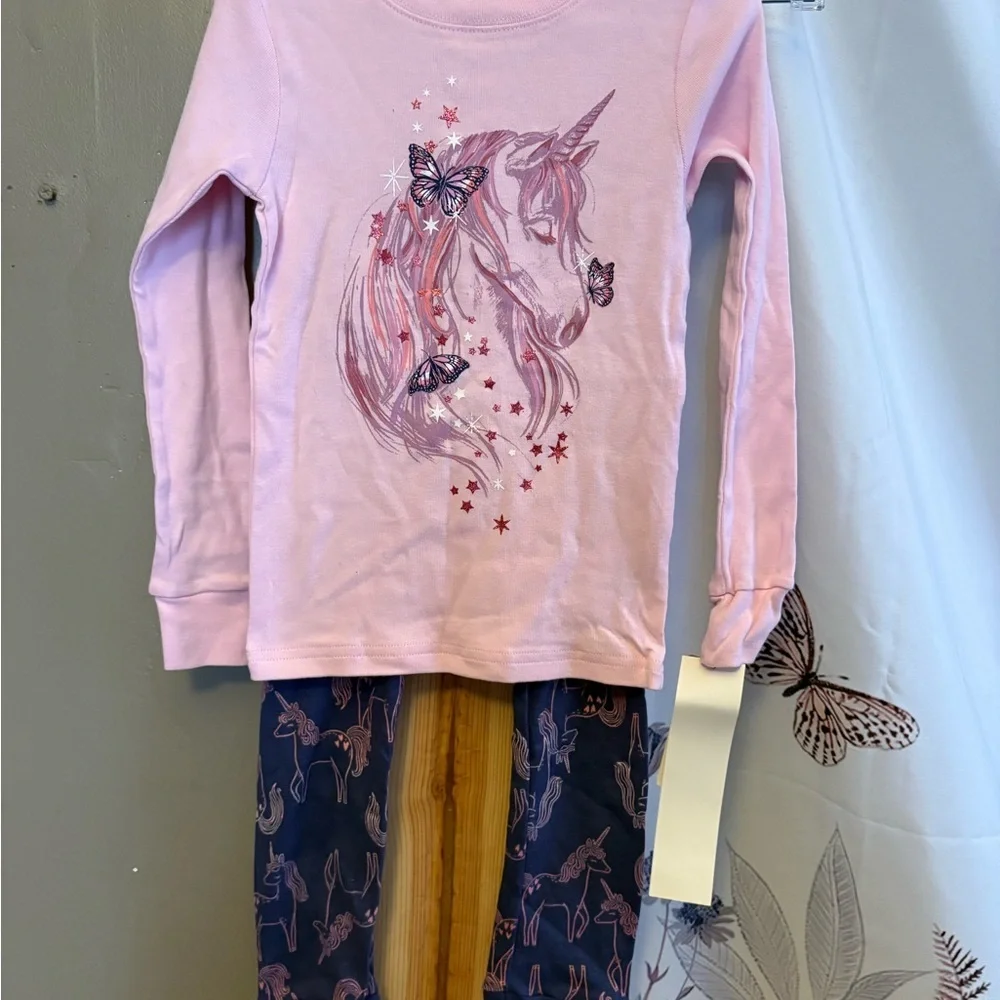 Carter's Unicorn and Butterfly Pajama Set - Pink and Navy